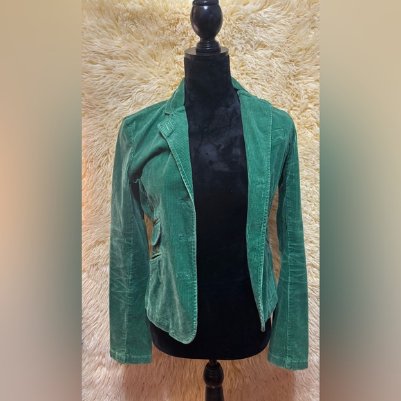 American Eagle Green Corduroy Blazer Jacket Women’s Small Fitted Preppy Academia - Picture 3 of 6